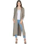 24seven Comfort Apparel Womens Long Duster Open Front Knit Cardigan