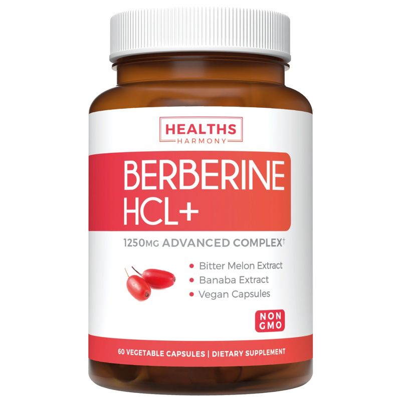 Berberine HCL Plus Capsules, Blood Sugar Support Supplement & AMPK Metabolic Activator, Health's Harmony, 60 or 120ct, 1 of 6