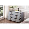 ORRD Grey Mirrored Nightstand with 2 Drawers & Metal Handles, Elegant Bedside Table for Bedroom or Living Room, Modern Glam Accent Cabinet - 4 of 4