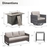 Buenhomino 5-Piece Patio Furniture Set with Fire Pit,Wicker Outdoor Swivel Rocker Chairs Patio Sofa for Backyard,Poolside,Deck,Gray Wicker - 3 of 4