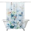 LunaLulinlk Blue Floral Fabric Shower Curtain - 2 of 4