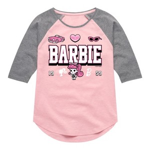 Girls' - Barbie - Barbie Jersey Shirt Tail Raglan Graphic T-shirt - 1 of 3