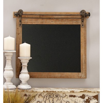 Rustic Brown Wood and Iron 21" Wall Chalkboard Decor