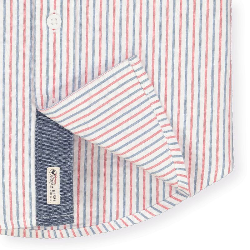 Hope & Henry Boys' Organic Seersucker Short Sleeve Button Down Shirt, Infant, 3 of 5
