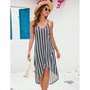 Coolmee Women's Summer Wrap V Neck Dress Sleeveless Spaghetti Strap Midi Dress with Irregular Hemline - 3 of 4