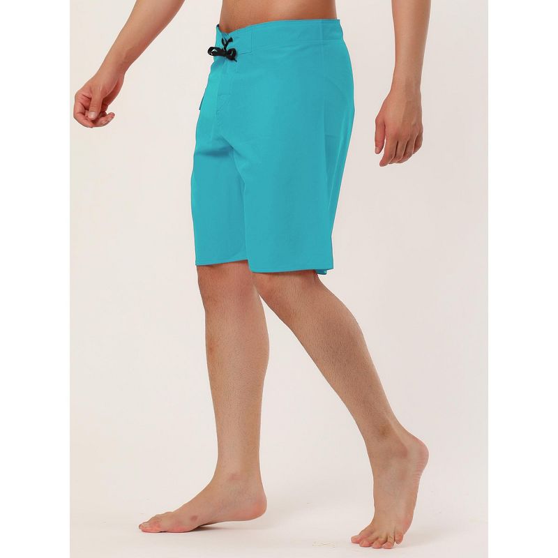 Lars Amadeus Men's Board Shorts Solid Color Elastic Waist Drawstring Beach Swimwear Shorts, 2 of 7