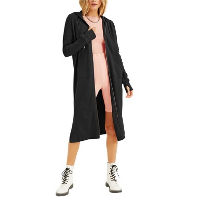 I.N.C International Concepts Womens Maxi-Length Hoodie Sweatshirt, Black, Small