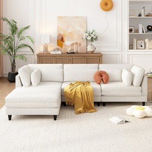 VYNXARIA Modern Modular Sectional Sofa with Movable Ottoman, 110 Inch 4 Seat Sofa Set with 5 pillows, Convertible L-Shaped Sofa - 1 of 4