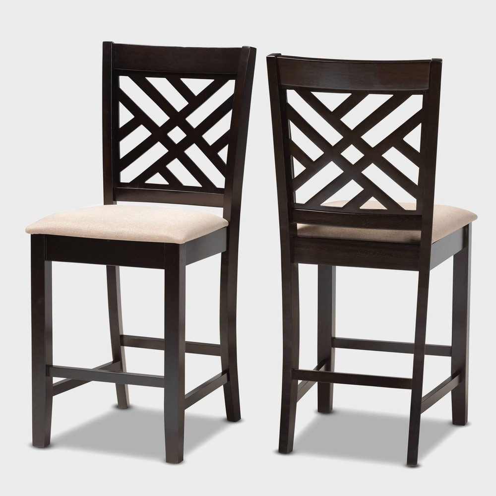 Set of 2 Caron Finished Wood Counter Height Pub Chairs Brown - Baxton Studio