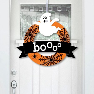 Big Dot of Happiness Spooky Ghost - Outdoor Halloween Party Decor - Front Door Wreath - 1 of 4
