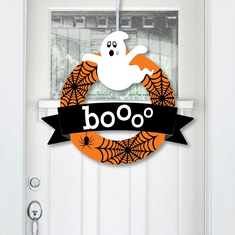 Big Dot of Happiness Spooky Ghost - Outdoor Halloween Party Decor - Front Door Wreath, 1 of 9