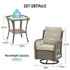 3 Piece Outdoor Patio Set - Wicker Rocking Bistro Set with 2 Swivel Chairs, Tempered Glass Top Table, Rattan Outdoor Furniture, for Porch Backyard - 2 of 4