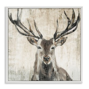 Stupell Industries Rustic Deer Elk Wildlife Portrait Framed Giclee Art, White, 17" x 17" - 1 of 4