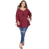 Agnes Orinda Women's Plus Size Tie Tassel V Neck Hollow Bowknot Long Sleeve Casual Blouses - 3 of 4