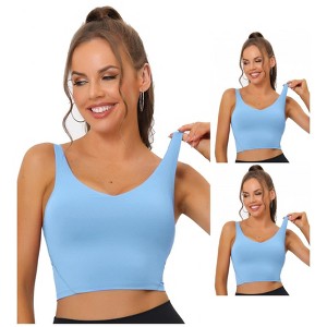 INSPIRE CHIC Women's Workout Fitness Longline Wireless Padded Yoga Sports Bra 3 Packs - 1 of 4