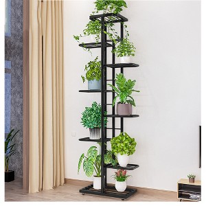 8 Tiers Metal Plant Stand, Indoor Outdoor 9 Potted Plant Holders, Tiered Plant Shelf, Metal Flower Display Rack For Corner Iiving Room Balcony Patio - 1 of 4