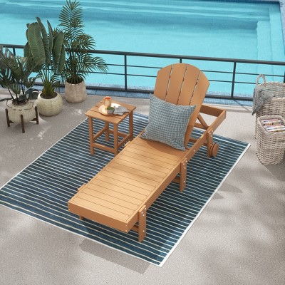 WestinTrends Malibu 2 Piece Adirondack Poly Reclining Chaise Lounge With Wheels