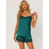 Allegra K Women's Satin Solid Lace Trim Cami Tops with Shorts Lounge Sleepwear Pajama Set - 2 of 4