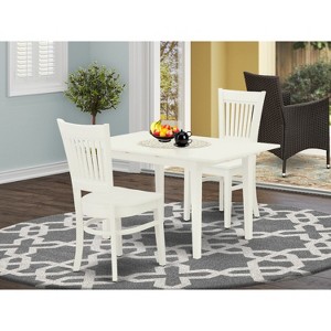 HomeStock 3-Piece Wood Dining Table Set 2 Dining Chairs and Butterfly Leaf Dinner Table with Rectangular Top and 4 Legs- Linen White Finish - 1 of 3