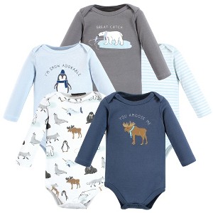 Hudson Baby Unisex Baby Cotton Long-Sleeve Bodysuits, Arctic Animals - 1 of 4
