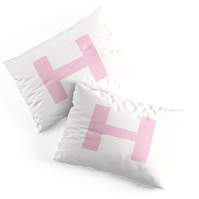 Deny Designs Standard April Lane Art Block Pink Monogram H Microfiber Printed Pillow Sham