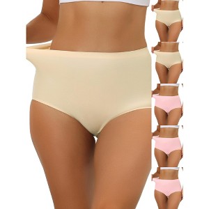 INSPIRE CHIC Women's Elastic High-Waisted Unlined Breathable No-Show Hipster Underwear 6 Packs - 1 of 4