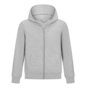 EVERYDAY KIDS Boys Heather Gray Zip-Up Hoodie – Soft Fleece Jacket with Hood – All-Season Kids Sweatshirt for School, Play, or Layering - 1 of 4