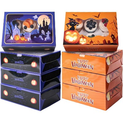 8 Sets Halloween Cupcake Containers with Window for Birthday Holiday Bakery Supplies Party Decorations