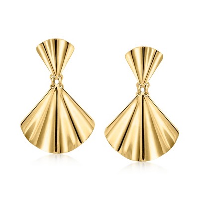 Ross-Simons Italian 18kt Gold Over Sterling Double-Fan Drop Earrings