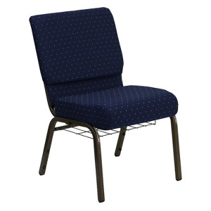 Riverstone Furniture Collection Dot Fabric Church Chair Navy Blue, Blue Blue