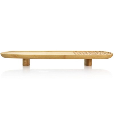 Sadler 22" Natural Wood Serving Tray with Etched Design