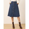 Allegra K Women's High Waist Solid Button Front A-Line Belted Corduroy Midi Skirt - 2 of 4