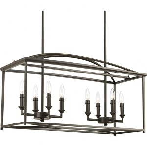 Progress Lighting Piedmont 8-Light Linear Chandelier, Antique Bronze, Open Arching Roof, Steel, Dry Rated - 1 of 2