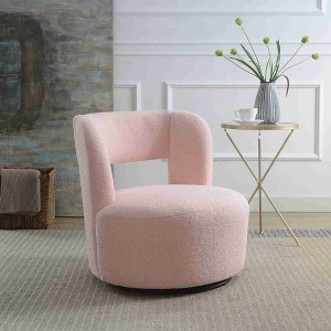 CAVINAS Teddy Round Swivel Accent Chair with Curved Back,Cozy Upholstered Swivel Living Room Chair,Reading Chairs for Living Room - 1 of 4