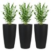 Imitation Rattan Design Planter Indoor or Outdoor Porch Patio  Made from Plastic Concrete with Drainage Holes  Modern Decor for, Flowers - 4 of 4