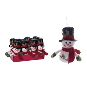Transpac Set of 12 Fabric Snowman Ornaments with Embroidery Decorative Objects Made of Durable Polyester - 1 of 3