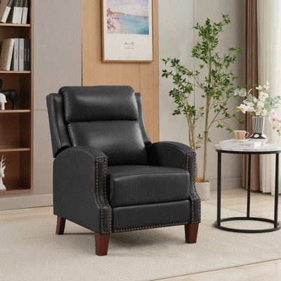 Hyleory Pushback Recliner Chair Faux Leather Armchair Push Back Recliner with Rivet Decoration Single Sofa Accent Chair for Living Room