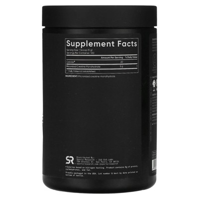 Sports Research Black Creatine Monohydrate Supplement, 17.7 oz