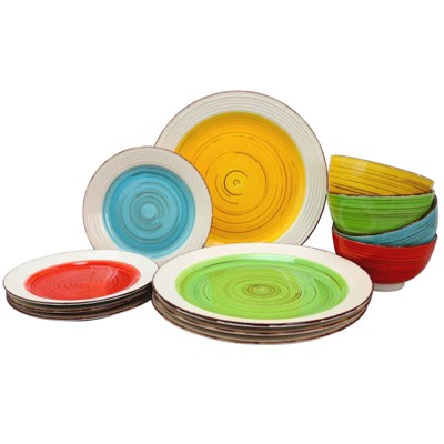 Gibson Home 12pc Ceramic Confetti Mix and Match Dinnerware Set