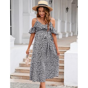 Maternity Dress Women's Off Shoulder A Line Casual Maxi Dress Photography Dress for Babyshower - 1 of 4