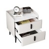 SEVOBAL Nightstands Modern Night Stand with Marble Pattern Tabletop and 2 Drawers for Bedroom and Living Room, White, 19.88"*15.94"*20.16" - 2 of 4