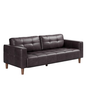 GustoWave Modern 83" Faux Leather  3-Seater Couch with Spring Cushion, Living Room Deep Seats Sofa with 2 Removable Back Cushions - 1 of 4