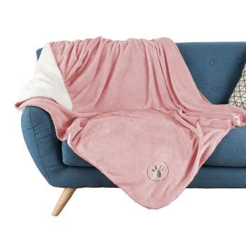 Waterproof Pet Blanket - 50x60-Inch Reversible Fleece Throw Protects Couches, Cars, and Beds from Spills, Stains, and Fur by PETMAKER (Pink)