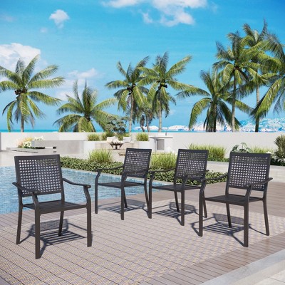 Captiva Designs Outdoor Patio Dining Chairs with Powder-coated Steel Frame