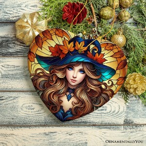Enchanting Autumn Witch Ornament, Witchy Fall Girl Gift and Decor| OrnamentallyYou - 1 of 4