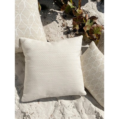 Coastal Breeze Beige Woven Indoor Outdoor Pillow 20x20