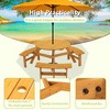 Dexmalle 6-person Round Wooden Picnic Table Outdoor Table w/ Umbrella Hole & Benches - 4 of 4