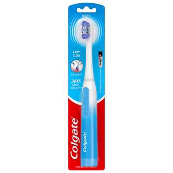 Colgate 360 Floss Tip Deep Reach Bristles Sonic Powered Battery Soft Toothbrush