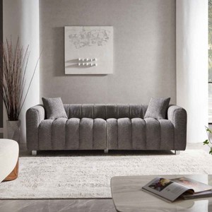 Modern 3-Seater Modular Sofa for Living Room, Upholstered Space-Saving Sofa, Couch with Metal Legs and Velvet Cover Pillows-Baofuwish - 1 of 4