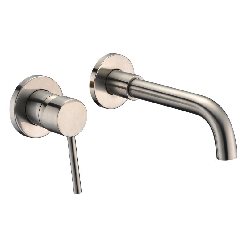 sumerain Wall Mounted Brushed Nickel Bathroom Sink Faucet Lavatory Faucet Left-Handed Design, 1 of 8
